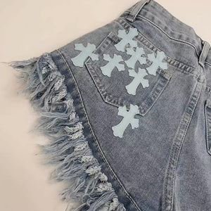 Cross Denim Shorts